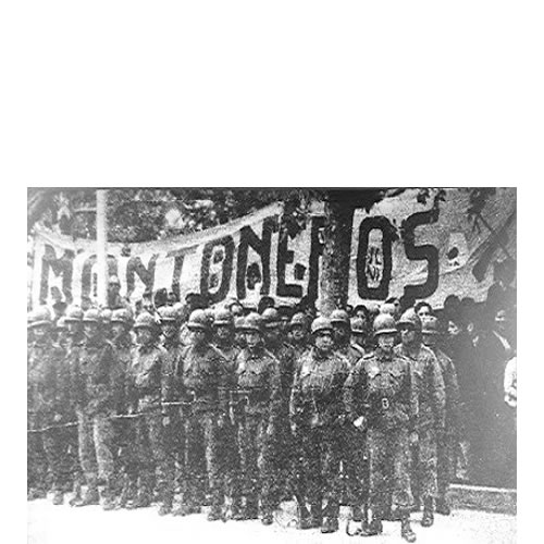 Tropas del ejercito argentino formadas junto a el movimiento montoneros